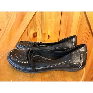 BareTraps Women's 8M Loafers Karoline Black Leather Moc Round Toe